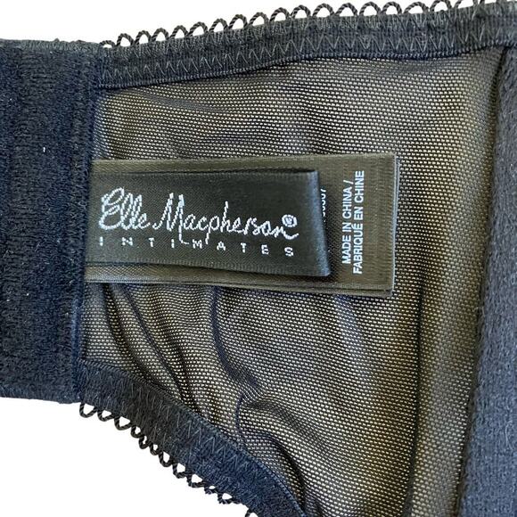 Elle Macpherson Spellbound Suspender Garter Belt Black Tan Mesh Lace Beads - Picture 14 of 16